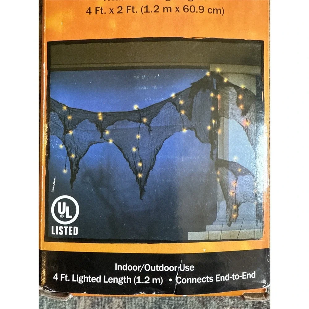 Sienna Halloween Lighted Gauze Drape Lights Orange Lights 4 Ft ×‎ 2 Ft.